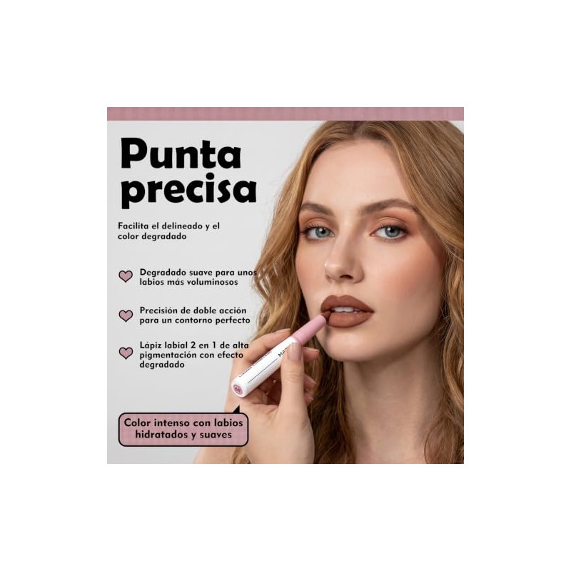 Erinde Lápiz Perfilador de Labios Cremosa Mate, Larga Duración, #01