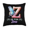 Z Is For Zena Girly Butterfly And Flower Initial Name
