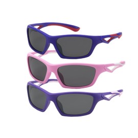 Karsaer 3 Pcs Kids Polarized Sports Sunglasses TPEE Unbreakable Glasses for Girls Boys Age 3-8 Cycling Running