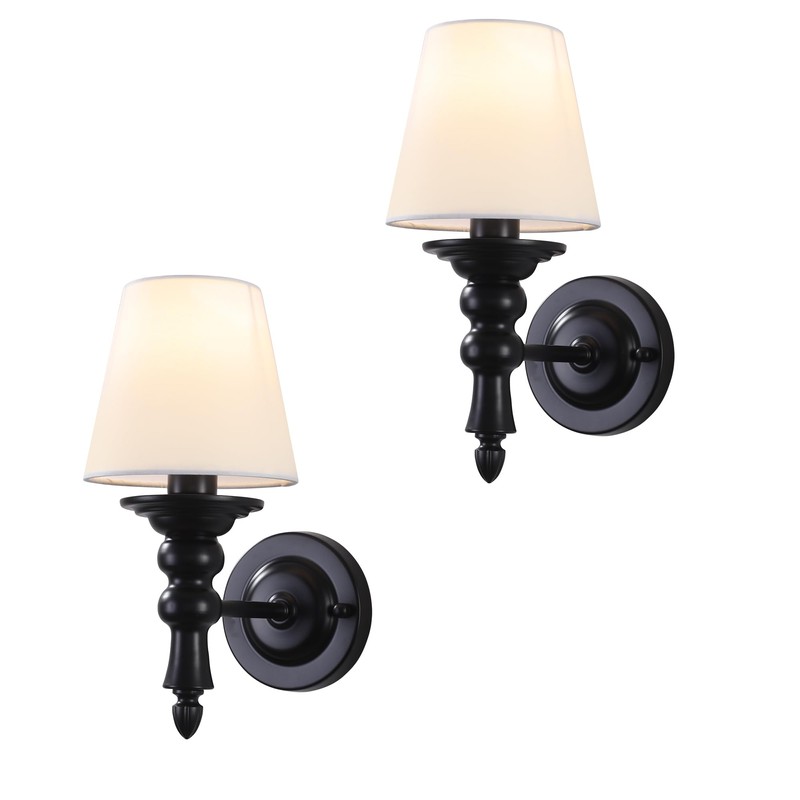 Wall Sconces Sets of 2, Hardwired Classic Matte Black Sconces