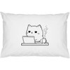 2 x 'Exhausted Cat Working with Coffee' Cotton Pillow Cases