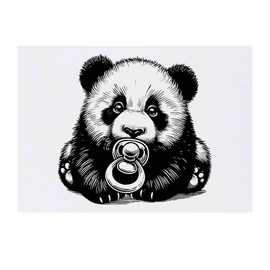 'Baby Panda With Pacifier' Temporary Tattoo - Water Resistant, Skin-Safe, Non-Toxic Transfer (TO00080405)