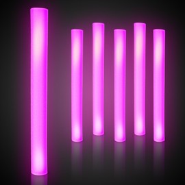 Fun Central 6 Pack 16 Inch Flashing LED Foam Stick Baton (Pink)