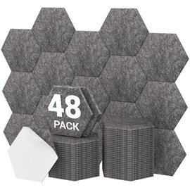 Hexagon Akustikplatten selbstklebend 48 St√ºcke, TONOR Schallabsorber Schallschutz mit Hochdichte Wandfliesen Schall D√§mmung 30x26x0,9cm f√ºr Studio, B√ºro, Akustische Behandlung und Wanddekoration Grau