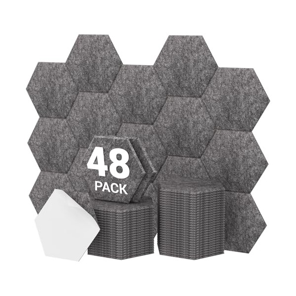 Hexagon Akustikplatten selbstklebend 48 St√ºcke, TONOR Schallabsorber Schallschutz mit Hochdichte