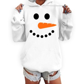 AOBUTE Snowman Costume Hooded Shirts for Women Unisex Christmas Snow Man Hoodies Xmas Cute Party Printed Tops L