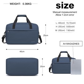 Kono 40x20x25 Holdall Cabin Hand Luggage Travel Carry-on Bag Ryanair Under Seat Flight Bag with Shoulder Strap 20L (Navy)