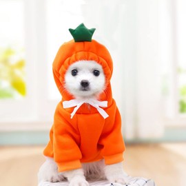 DERAYEE Pet Clothes, Cat and Dog, 2023, Transform into Carrot, Year of the Rabbit, New Year's Card, Commemorative Photography, Autumn, Winter, Cold Protection, Hooded, Fluffy, Costume, Cosplay, Small,