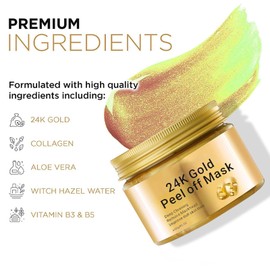 Sitovely Collagen Peel Off Face Mask, 24K Gold Peel Off Face Mask, Oil Control Jelly Gold Peel Off Facial Mask, Deep Cleansing Face Mask, Deep Hydration