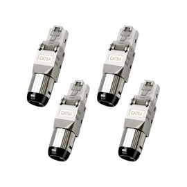 ZOERAX Cat 6A RJ45 Connectors Tool Free, 10 Gbps 500 MHz Gold Plated Reusable Zinc Alloy Shielded Ethernet Connector for Cat6a, Cat6, Cat5e, AWG 22-24, 4 Pack