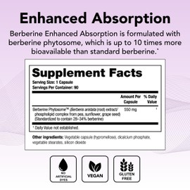 Theralogix Berberine Enhanced Absorption - 90-Day Supply - Made with Berberine Phytosome to Help Support Healthy Metabolism & Hormone Balance* - NSF Certified - 90 Capsules