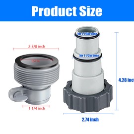 Pool Hose Adapter A & B – 4 Pack | Connect 1.25" & 1.5" Hoses with Clamps & Gaskets | Replacement Parts for Filter Pumps, Saltwater Systems, and Above-Ground Pools (Adapter Set （A&B）)