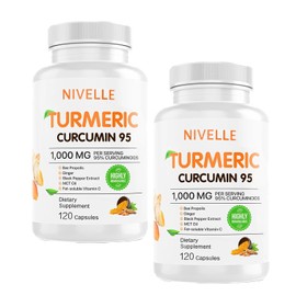 NIVELLE Turmeric Curcumin | Pure Turmeric Curcumin Supplement 1000mg | 95% Curcuminoids with Bee Propolis, Ginger, MCT Oil, Fat Soluble Vitamin C, & Black Pepper | 120 Capsules (2)