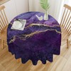 GoDazzling Marble Round Tablecloth, Purple Gold Abstract Marble Texture Print