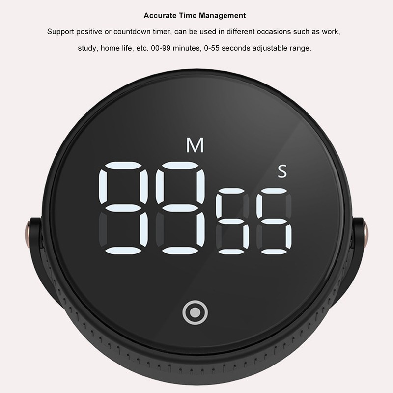 Digital Kitchen Timer LED Display Rotating 3 Volume Levels Adjustable