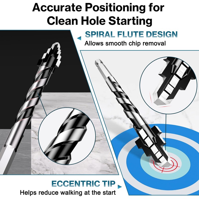 Lytool Tungsten Carbide Porcelain Tile Drill Bits Set with 1/4"