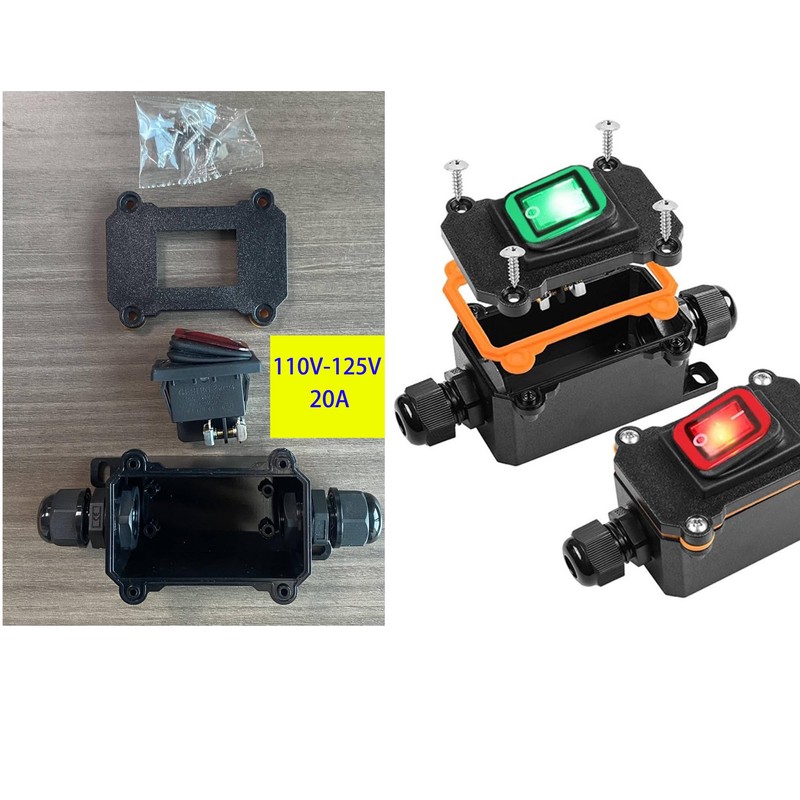 Meskliu Waterproof Inline Cord Switch,DPST AC 20A-125V,16A-250V Outdoor Start Stop