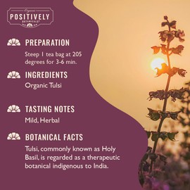 Organic Positively Botanicals Company, Tulsi Leaf Herbal Tea Bags, 100 Count, Eco-Friendly Tea Bags, Non-GMO