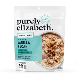 Purely Elizabeth Collagen Oatmeal, Vanilla Pecan, Made with Organic Oats, Amaranth, Quinoa, and Chia Seeds, Gluten-Free, Non-GMO (8oz Bag)