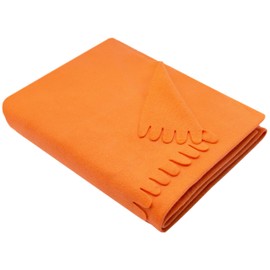 ZOLLNER Cuddly Blanket 130 x 170 cm Cuddly and Durable Fleece Blanket Washable up to 60 °C Beautiful Wave Edges Anti-Static Polyester in Orange Oeko Tex® Certified
