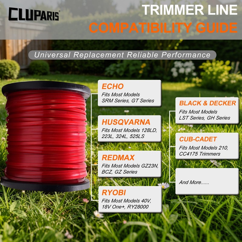 Cluparis 3-Pound Heavy Duty Square Trimmer Line .155-inch-by-292-ft Commercial String