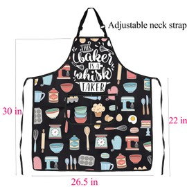 FUSTMW Funny Baking Aprons for Women with Pockets Baker Gifts Bakery Apron Cooking Kitchen Chef BBQ Housewarming Apron (Bakes Apron)