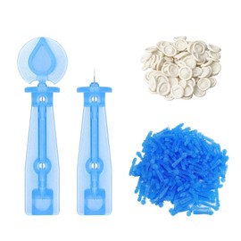 HSUYUN Pack of 200 Pimple Needles, Fine Needle Point, Pimple Pick, Portable Whitehead Remover Set, with 50 Pieces Finger Sleeves, for Beauty Salons and Home Use