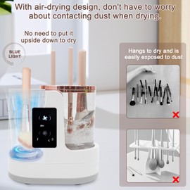 Electric Makeup Brush Cleaner Machine With Makeup Brush Dryer, Automatic Spinning Cosmetic Brushes Cleaner Tool Fit for All Size Makeup Brush