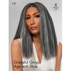 LUVME HAIR 14 Inch Grey Salt & Pepper Silky Straight Wig Human Hair Glueless HD Lace Bob Wig with Mix Grey Color, pre plucked pre cut Lace Ready to Go Wigs For Women