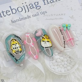 Grumpy cat handmade nail tips - Almond M / 심술냥이 수제네일팁 - 아몬드M