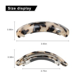 Mistofu Large Hair Barrettes for Women Beautiful Lines Simple Retro Classic Snap French Hair Clips, Fashion Hair Accessories for Women Thick Hair 3 Pcs (HJ-Tortoise Shell)