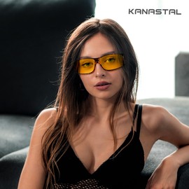 KANASTAL Yellow Tinted Sunglasses, Anti Glare Glasses Night Driving for Men Women,Rave Sunglasses (Tortoise/Yellow)
