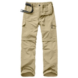 Mens Hiking Convertible Pants Outdoor Waterproof Quick Dry Zip Off Lightweight Travel Fishing Scout Pants6088-khaki-42