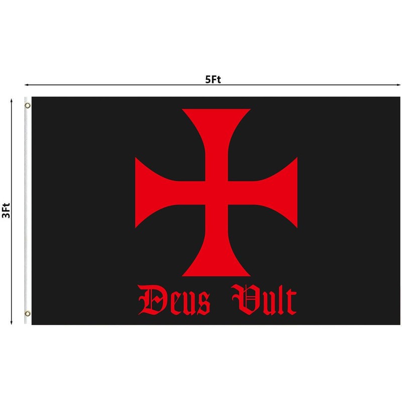 Templar Deus Vult Flag 3x5ft Medieval Crusader Knight Banner 100%