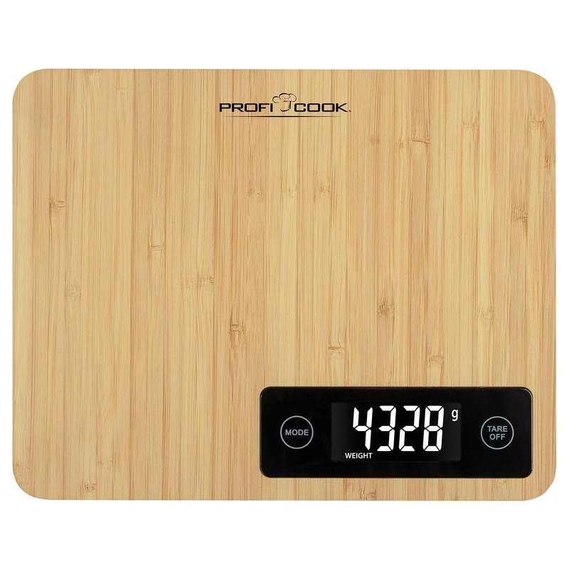 ProfiCook® Kitchen Scales Made of 100% Bamboo, Digital Kitchen Scales,