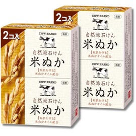 Cow Brand Natural Fake Soap, Rice Bran, 3.5 oz (100 g) x 4 Packs