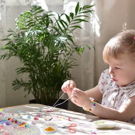 Kids Beads,Jewelry Making Kit Pony Beads Kit 650 Pieces Bracelet Beads Necklace Beading Mix Colour for Girls Children Crafts Art DIY Acrylic 24 Different Types and Shapes