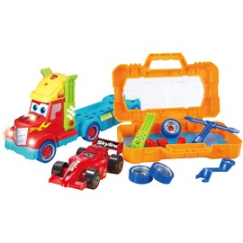 Take Apart Toy Set Truck & Racing Car for Kids, Build Your Own Vehicle Playset with Lights, Engine Sound, Screwdriver & Wrench, Learning Construction Kit for Toddlers Kids Boys Girls Ages 3 4 5 6 7