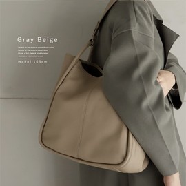 VITAFELICE sib-20002n Women's Genuine Cowhide Leather One-Handle Tote Bag, grey beige
