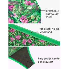 Curvy Couture Women's Sheer Mesh High Cut Brief, Lush Tropics