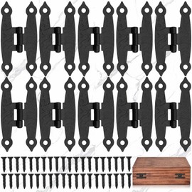 SoundZero Pack of 10 Antique Hinges H-shaped Cabinet Hinges Black Butterfly Antique Hinges Bronze Iron Design Hinges Antique Decorative Hinges (with 40 Screws, 65 x 34 mm)