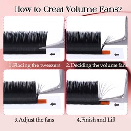 FADVAN 2 Layer 3D Volume Lashes 12 Strip Brown 0.05mm D-Curl 8-13mm Premade Fans Pointy Base