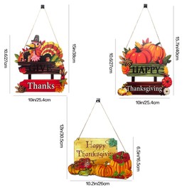 OperSeven 3 Pieces Thanksgiving Wooden Door Decorations Harvest Party Supplies Turkey Decorations for Doors,Happy Thanksgiving Wall Centerpieces Decorations Thanksgiving Decorations Indoor