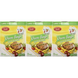 Set of 12 Big Chef Large Size Oven Bags! For Meats, Fish, and Vegetables Up to 8 Pounds! Makes Food Juicer and Tastier! No More Messy Clean-Ups! (12)