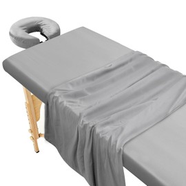 Massage Table Sheets 3-Piece Set, Fitted Sheet/Flat/Face Cover, Grey