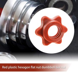 EMSea 4X 25mm Barbell Bar Hex Nuts 1 Inch Red Spin-Lock Collars Fitness Equipment Accessories for Lifting Barbells Dumbbell Bars