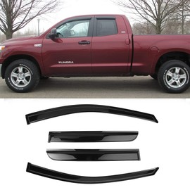 Deebior 94761 Side Window Visor Wind Deflector,4pcs Outside Mount Tape-On Nice Sun Rain Guards Set fit for 2007-2021 Toyota Tundra Double Crew Cab With 2 3/4 Size Rear Doors