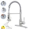 Brushed Nickel Pull Out Kitchen Faucet, Single Handle High Arc