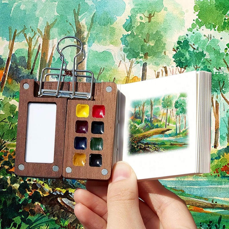 agogue 4 Piece Pocket Watercolour Set, Mini Watercolour Set for