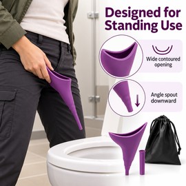 Portable Female Urination Device for Camping & Travel – Reusable Silicone Stand-Up Pee Funnel with Extended Spout and Bottle-Compatible Outlet